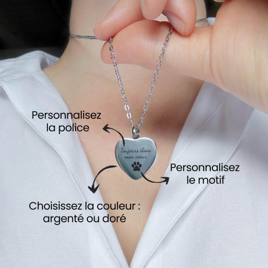 Collier urne personnalisé en forme de coeur
