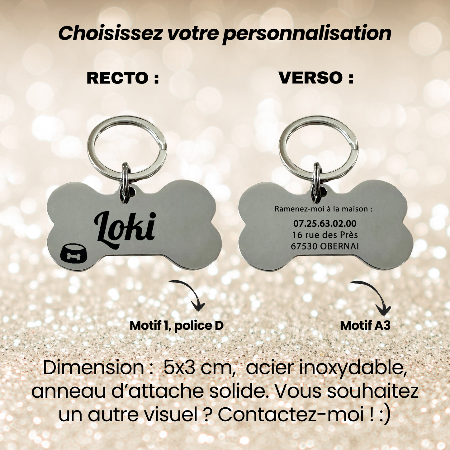 Médaille personnalisée os