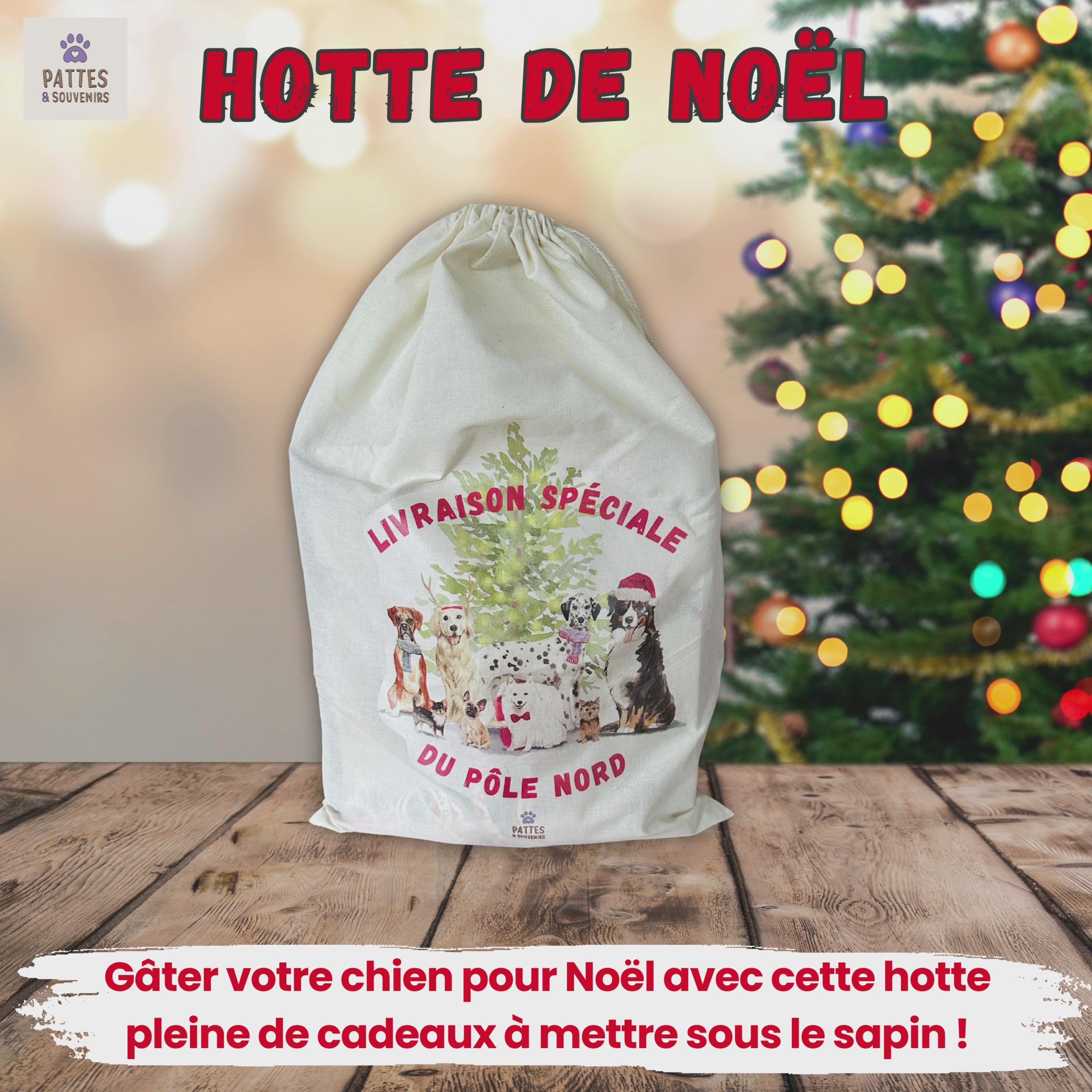 Charger la vidéo : Découverte la Hotte de Noël, parfaite pour gâter votre fidèle compagnon, elle est pleine de surprises !