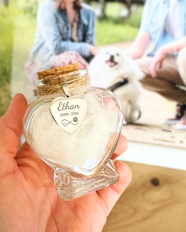 Flacon coeur souvenirs poils