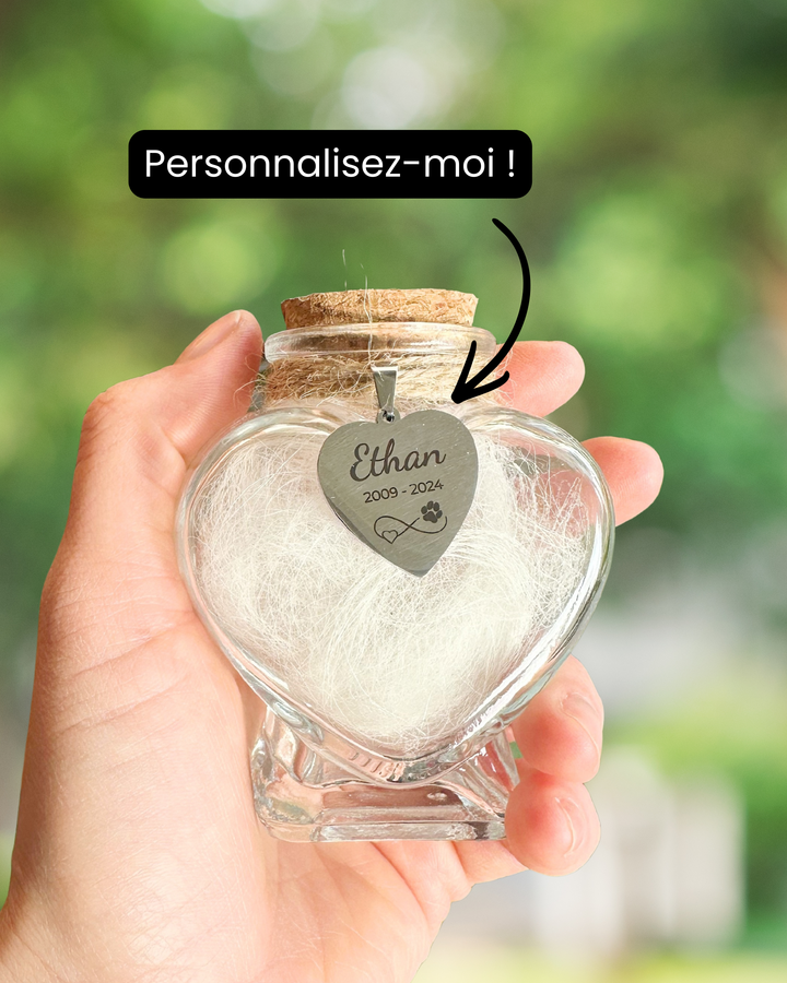 Flacon coeur souvenirs poils