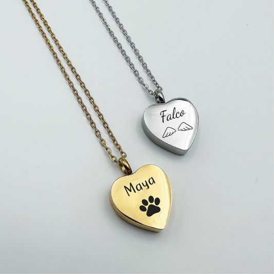 Collier urne personnalisé en forme de coeur